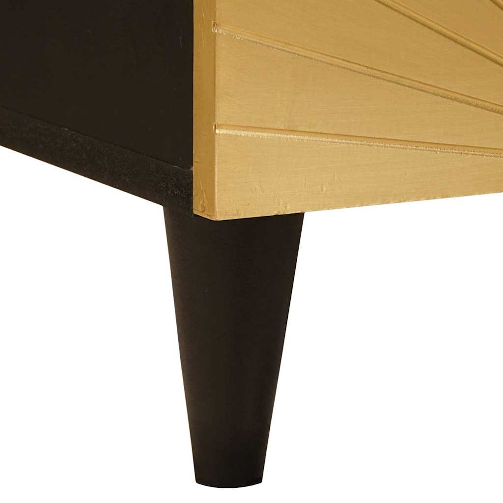 TV Cabinet Black and Gold 70 x 33 x 46 cm Solid mango wood